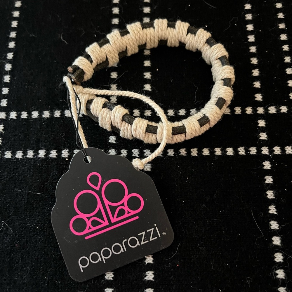 Paparazzi Tan and Black Braided Bracelet